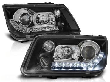 LED Tagfahrlicht Design Scheinwerfer für VW Bora 98-05 schwarz